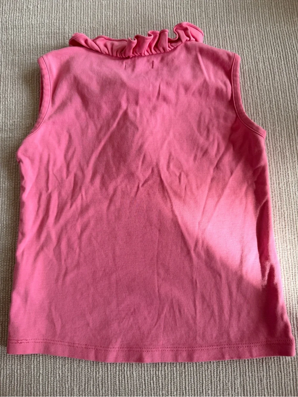 Bundle of Girls Ruffle V-Neck Tank Tops - Pink & Red with gold buttons 6